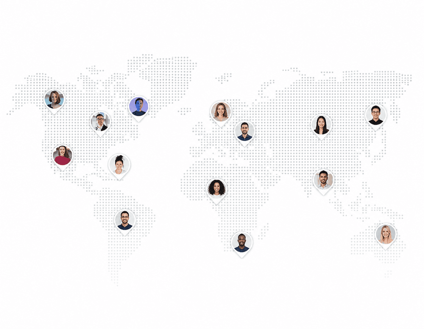 Customers across a world map, showing a business reaching beyond its local area